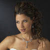 Silver Clear & Red Rhinestone Bridal Wedding Jewelry Set 12054
