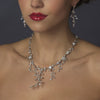 Silver Clear Cubic Zirconia Bridal Wedding Necklace Earring Set 1273