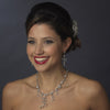 Silver Clear Cubic Zirconia Bridal Wedding Necklace Earring Set 1273