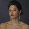Silver Clear Cubic Zirconia Bridal Wedding Necklace Earring Set 1275