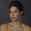 Silver Clear Cubic Zirconia Bridal Wedding Necklace Earring Set 1275