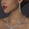Silver Clear Cubic Zirconia Bridal Wedding Necklace Earring Set 1275