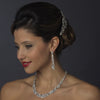 Silver Clear Cubic Zirconia Bridal Wedding Necklace Earring Set 1275