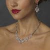 Silver Clear Cubic Zirconia Bridal Wedding Necklace Earring Set 1278