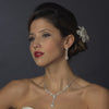 Silver Clear CZ Bridal Wedding Necklace & Earring Set 1295