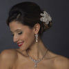 Silver Clear CZ Bridal Wedding Necklace & Earring Set 1296