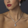 Silver Clear CZ Bridal Wedding Necklace Earring Set 1300