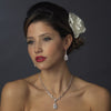 Silver Clear CZ Bridal Wedding Necklace Earring Set 1300