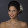 Silver Clear CZ Bridal Wedding Necklace Earring Set 1300