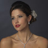 Silver Clear CZ Bridal Wedding Necklace & Earring Set 1308