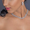 Rhodium Clear Marquise Leaf Chevron Bridal Wedding Jewelry Set 1315