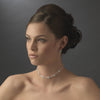 * Silver White Pearl Crystal Choker Bridal Wedding Jewelry Set NE 145