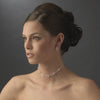 * Silver White Pearl Crystal Choker Bridal Wedding Jewelry Set NE 145