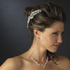 Antique Silver Plating with Clear Rhinestones on a Floral Design Side Bridal Wedding Hair Comb 9984