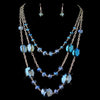 Silver Blue Multi-Strand Crystal Drape Statement Bridal Wedding Jewelry Set