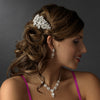 Bridal Wedding Hair Barrette 5040 Rhodium Silver Clear