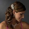 Stunning Antique Silver AB Bridal Wedding Hair Barrette 5070
