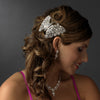 Silver Amethyst AB Rhinestone Butterfly Bridal Wedding Hair Barrette 5090 XXL