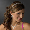 Double Row Rhinestone Covered Bridal Wedding Headband in Luminous Silver Plating 4094