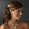 * Rhodium Silver Clear & AB Rhinestone flower Bridal Wedding Hair Barrette 1161