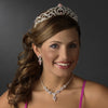 Regal Rhinestone Heart Princess Bridal Wedding Tiara in Silver with Pink Accents 516
