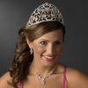 Royal Sweet 15 Quinceanera Silver Headpiece Covered in Clear & Pink Rhinestones 251