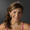 Sweet 16 Silver Plated Bridal Wedding Tiara Covered in Clear & Pink Rhinestones 460