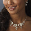 Porcelain Flower Accented Bridal Wedding Necklace Earring Set NE 7305