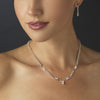 Silver Brown Bridal Wedding Necklace Earring Set 5104