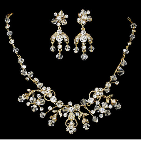 Gold Clear Swarovski Crystal Bridal Wedding Jewelry Set 6317