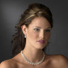Silver AB Rhinestone & White Pearl Bridal Wedding Jewelry Set 71400