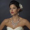 Silver Clear Statement Bridal Wedding Necklace Earring Set 71990