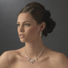 White Pearl & Crystal Bridal Wedding Jewelry 7204 & Bridal Wedding Tiara 7102 Set