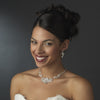 Glamorous Silver White Pearl Bridal Wedding Jewelry Set NE 7211