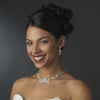 Glamorous Silver White Pearl Bridal Wedding Jewelry Set NE 7211