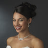 Glamorous Silver White Pearl Bridal Wedding Jewelry Set NE 7211