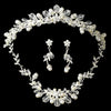 Silver Swarovski Crystal & Freshwater Pearl Jewelry 7223 & Bridal Wedding Tiara 7050 Set