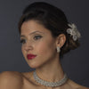 Antique Silver Ivory/White Pearl Coil Bridal Wedding Jewelry Set 723
