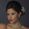 Antique Silver Ivory/White Pearl Coil Bridal Wedding Jewelry Set 723
