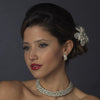 Antique Silver Ivory/White Pearl Coil Bridal Wedding Jewelry Set 723