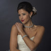 Antique Silver Ivory/White Pearl Coil Bridal Wedding Jewelry Set 723