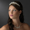 Porcelain Flower Accented Bridal Wedding Tiara HP 4429 Silver