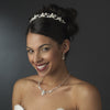 Lovely Silver Clear Rhinestone & White Pearl Bridal Wedding Necklace & Earring Set 7329
