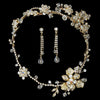 Swarovski Crystal Gold Bridal Wedding Jewelry 7802 & Bridal Wedding Headband Bridal Wedding Hair Comb 8148