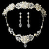 Silver Swarovski Freshwater Pearl Jewelry 7804 & Bridal Wedding Headband 7844 Set