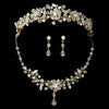 Gold Swarovski Crystal Couture Bridal Wedding Jewelry Set & Bridal Wedding Tiara Set 8003