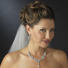Antique Silver Diamond White Pearl Accents Bridal Wedding Jewelry Set 8017