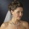 Antique Silver Diamond White Pearl Accents Bridal Wedding Jewelry Set 8017