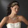 Silver Black Pearl Flower Jewelry & Bridal Wedding Tiara Set 8100