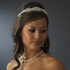 Silver and White Pearl Bridal Wedding Headband 8240